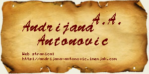 Andrijana Antonović vizit kartica